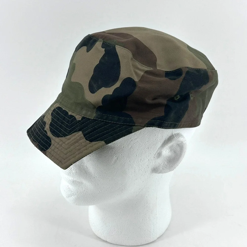 French Military Woodland Camo Patrol Cap Cadet Hat Size 61 Green Brown Camo - Picture 1 of 7